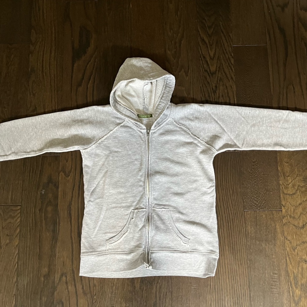 Alternative earth, grey zip up hooded sweatshirt, size medium